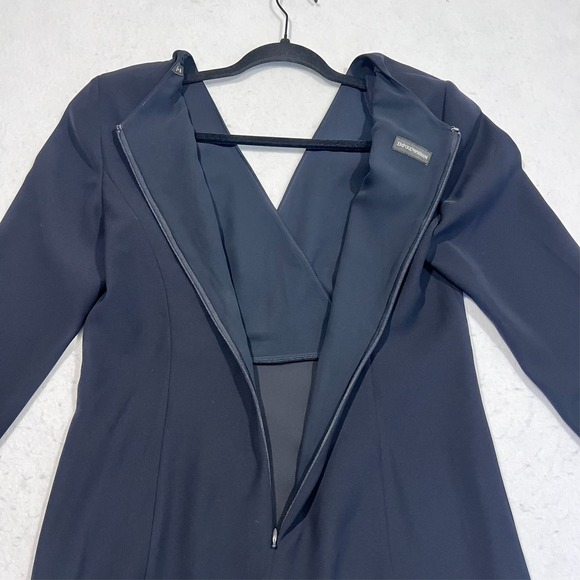 Emporio Armani Faux Wrap Dress Long Sleeve Navy Blue Women's 46 NWT - Picture 13 of 14